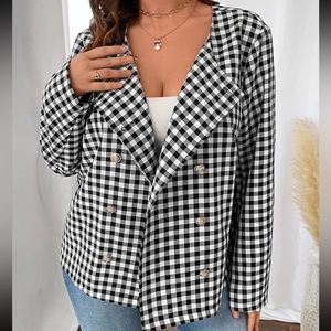 NWOT SHEIN Gingham Print Overcoat